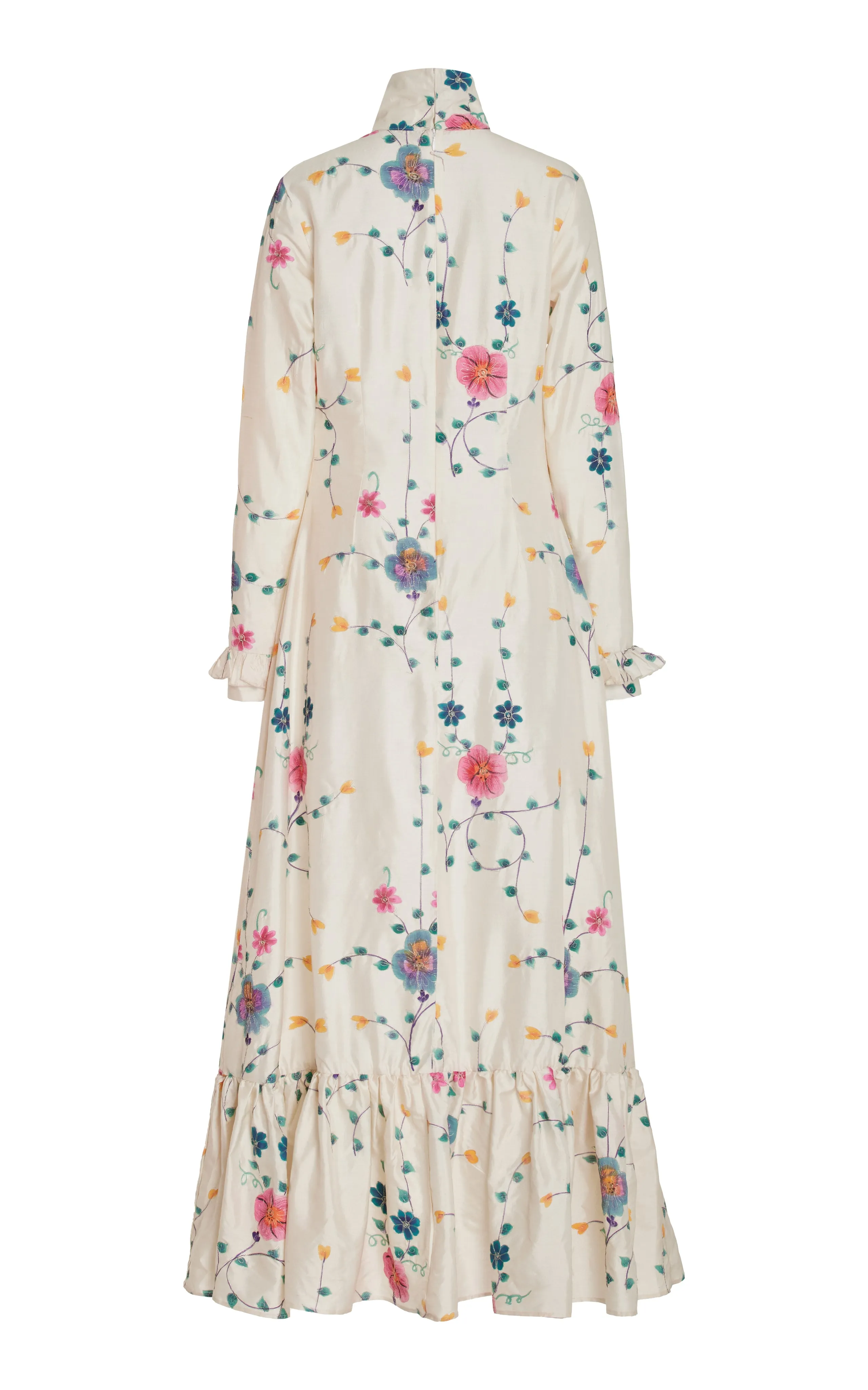 Country Girl Dress- Ivory Floral Silk Dupioni