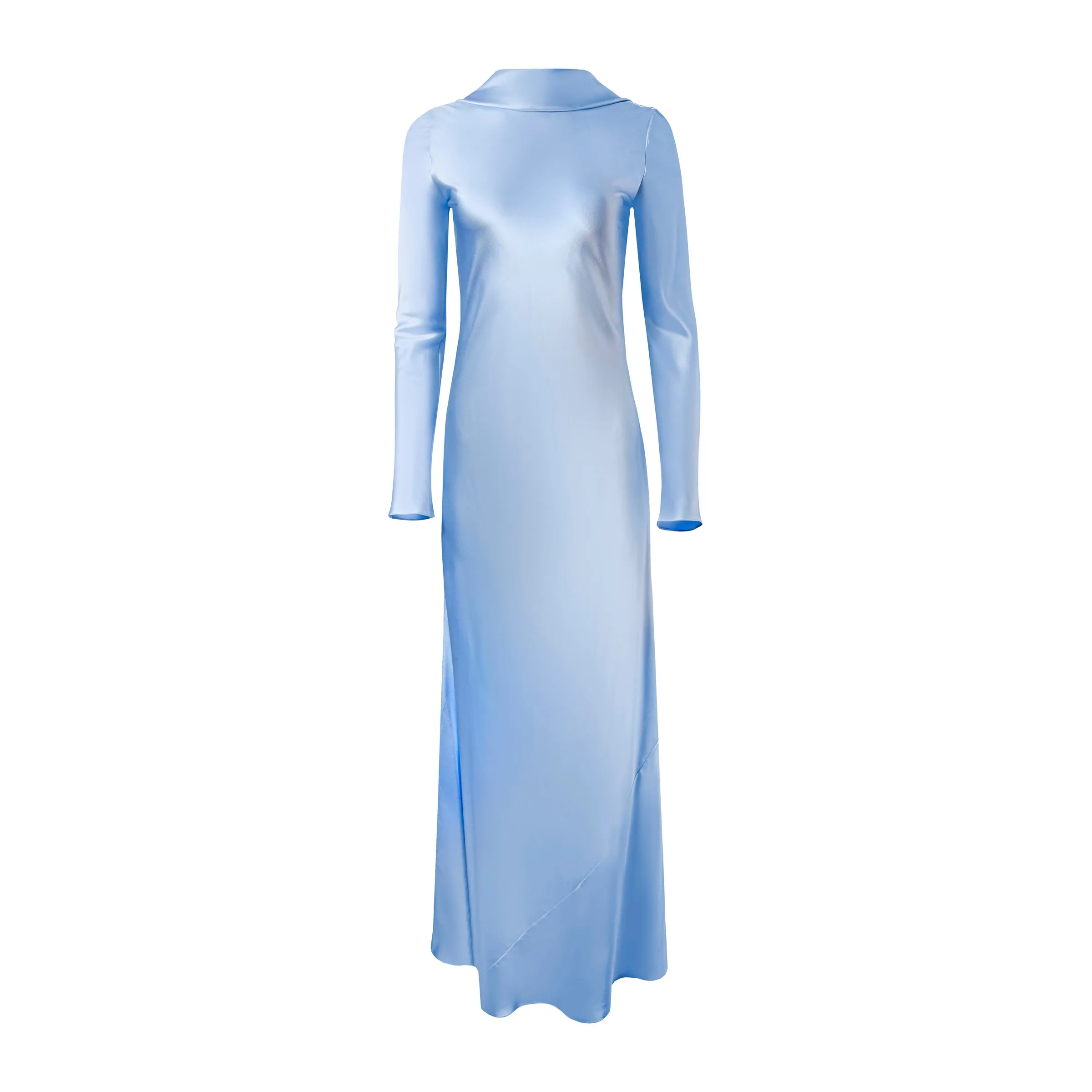 Cowl Back Silk Gown in Sky Blue