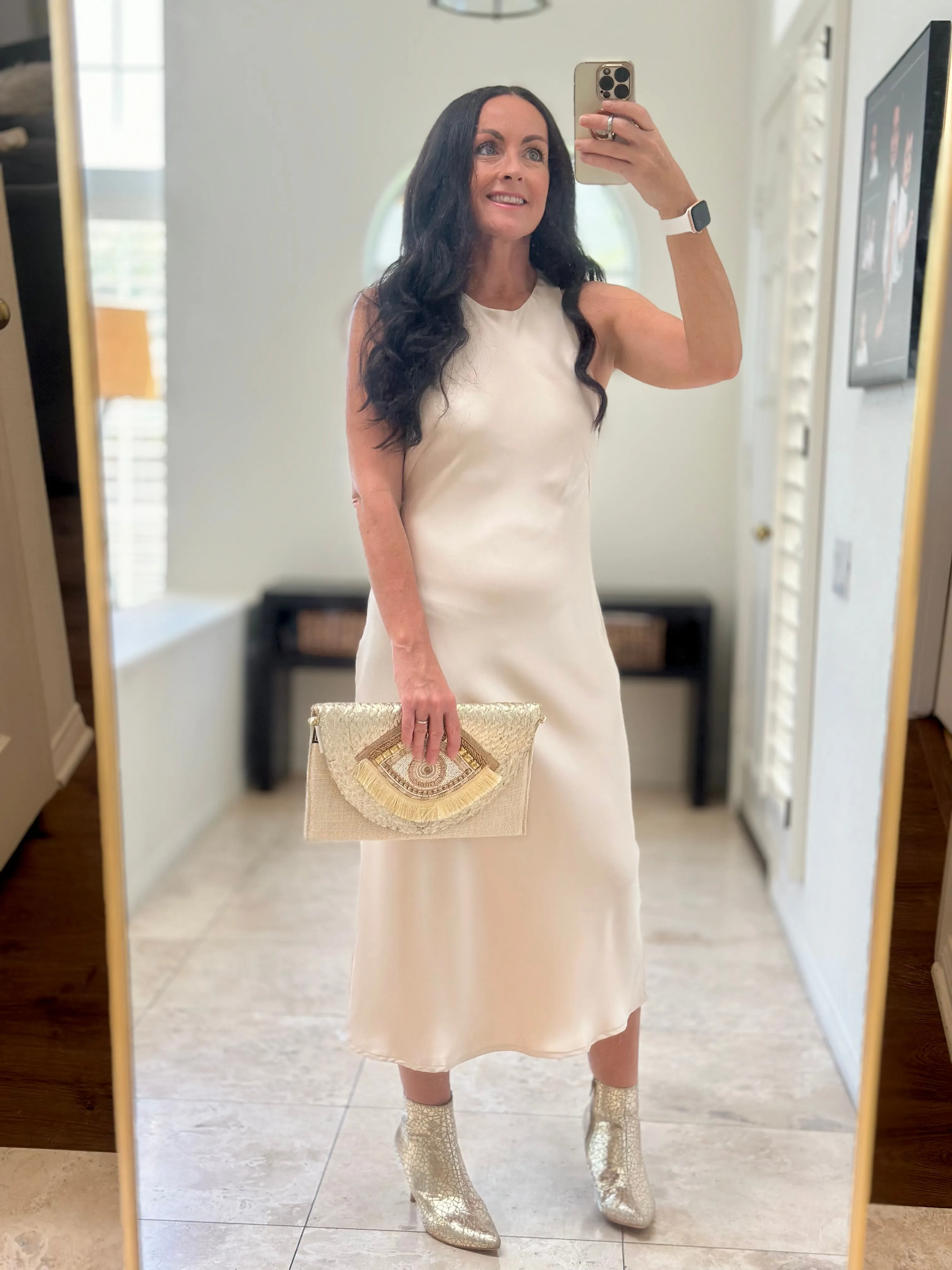 D156 HIGH NECK SATIN DRESS