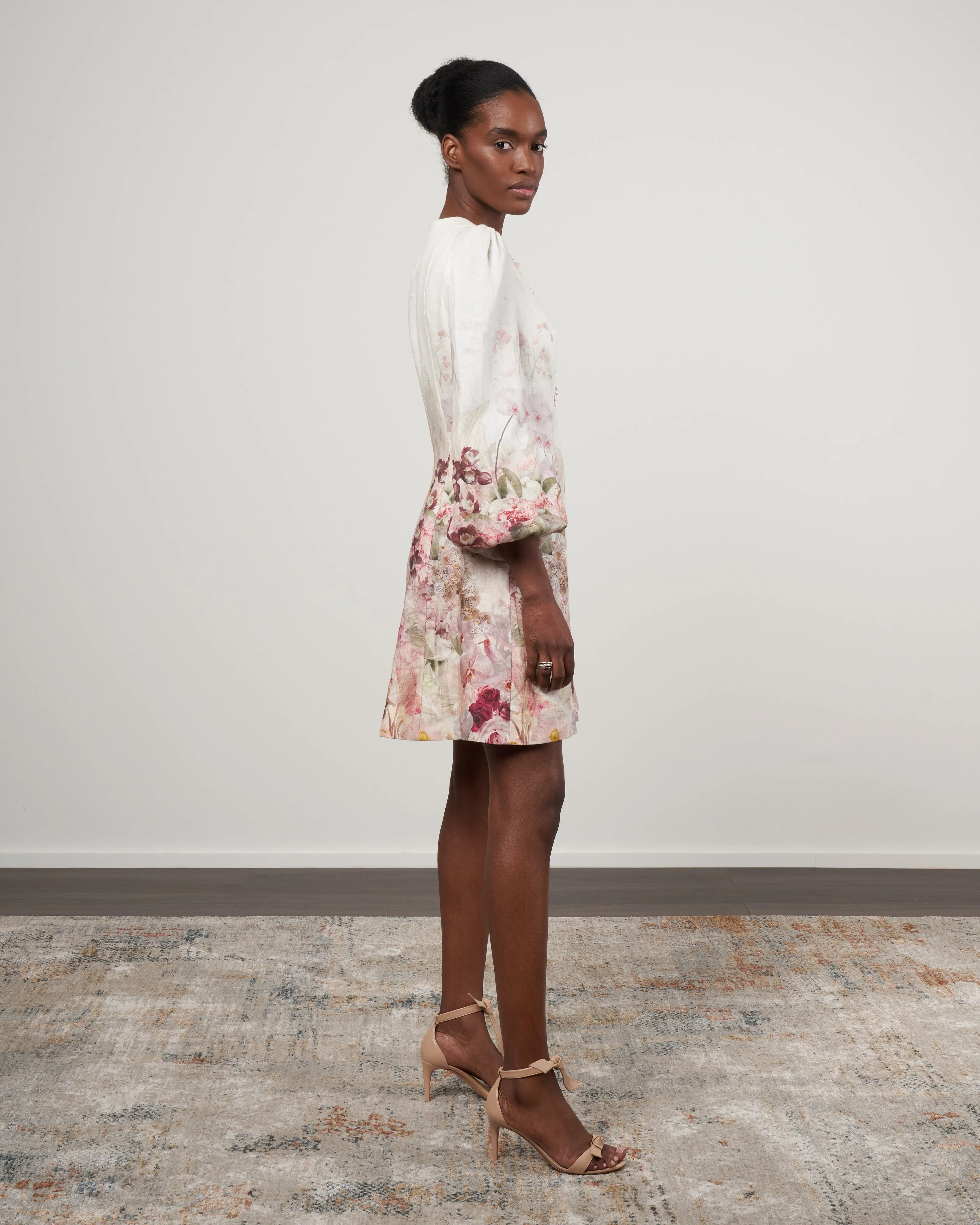 dancer hummingbird mini dress - alabaster garden floral