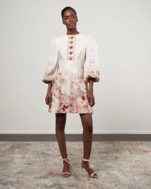 dancer hummingbird mini dress - alabaster garden floral