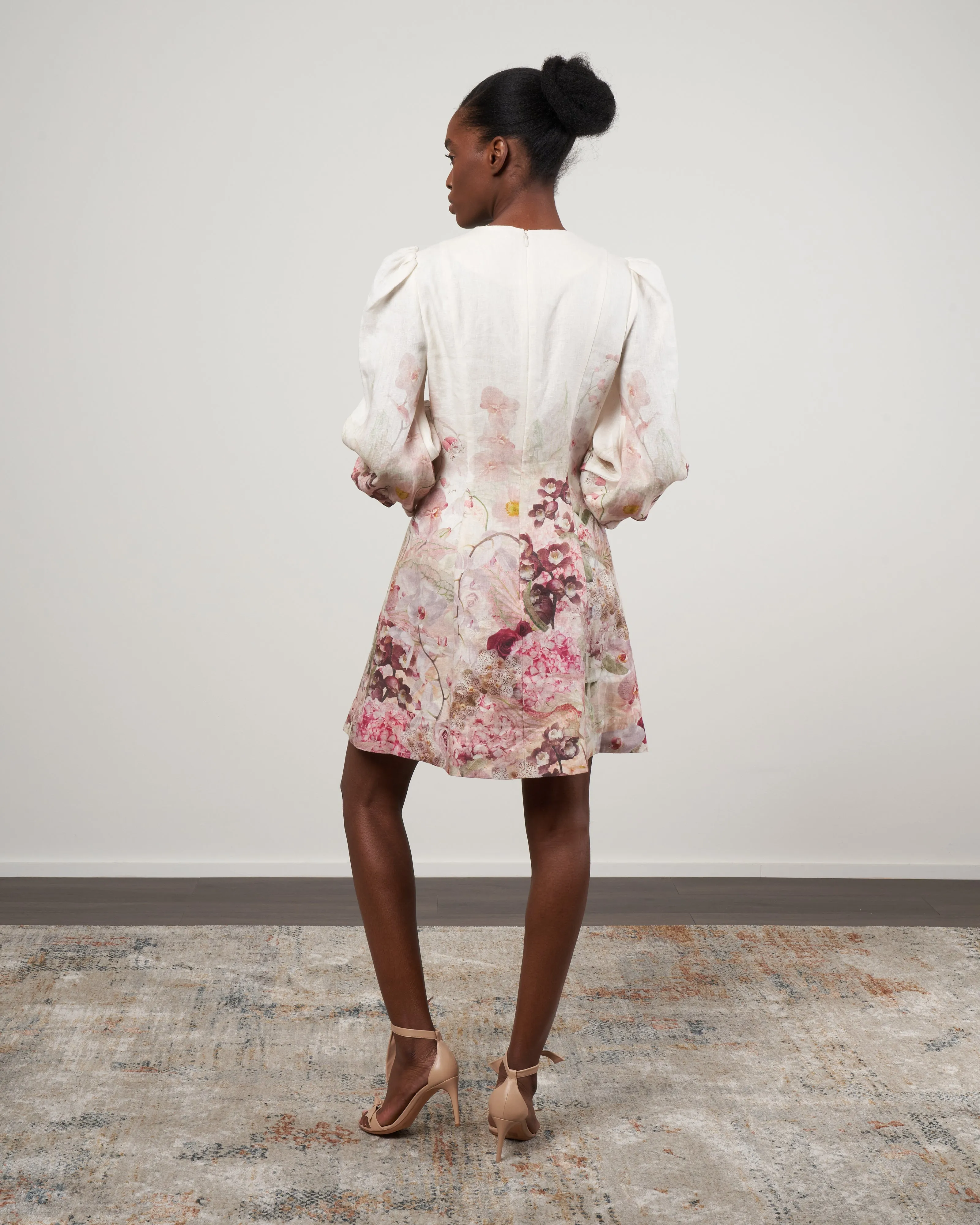 dancer hummingbird mini dress - alabaster garden floral