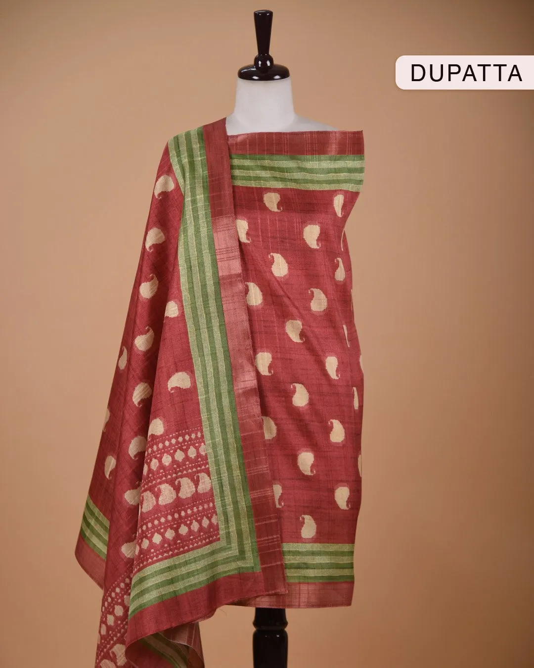 Deep Pink Cotton Silk Blend Printed Unstitched Suit Fabric Set With Cotton Silk Printed Dupatta