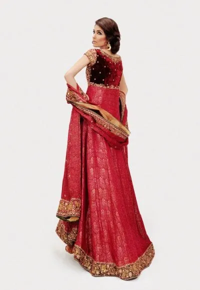 Designer Bridal Frock in Deep Red Color #N7071