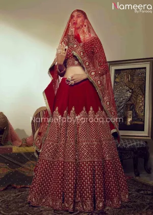 Designer Bridal Lehenga Choli Red Dress Pakistani #BS610