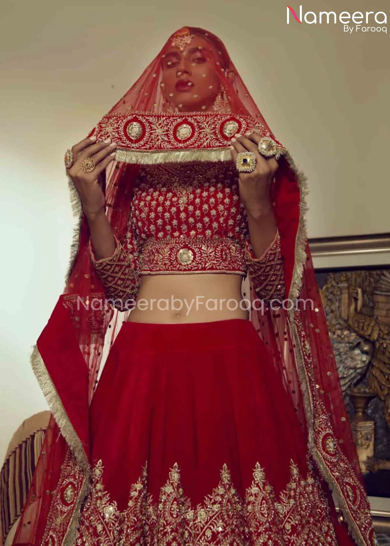 Designer Bridal Lehenga Choli Red Dress Pakistani #BS610