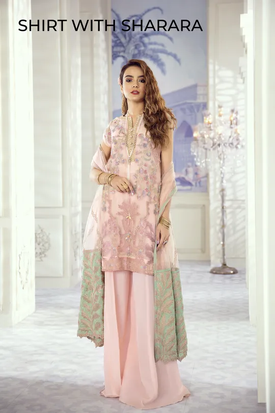 Designer Chiffon Eid Outfit in Pink Color #M0005