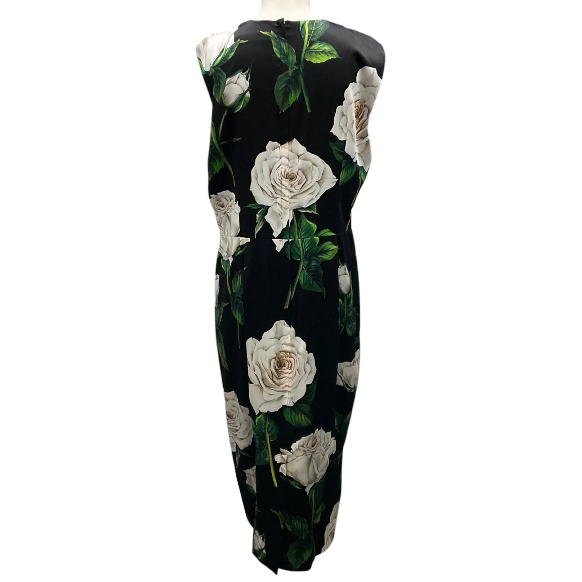 Dolce & Gabbana Black Multi Floral Sleeveless Silk Midi Dress