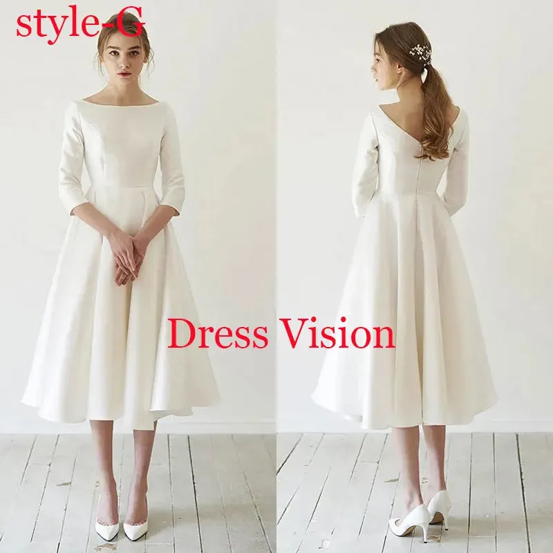 Dress Vision Vestidos Satin Sleeves Wedding Party Dresses Robe De Soiree