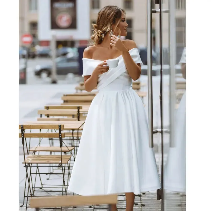 Dress Vision Vestidos Satin Sleeves Wedding Party Dresses Robe De Soiree