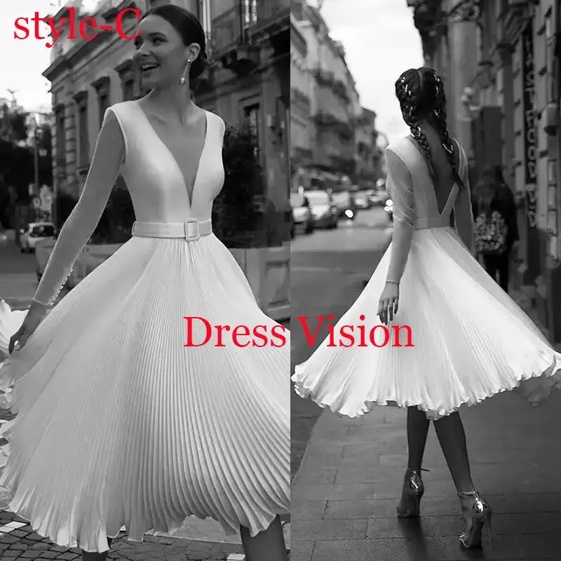 Dress Vision Vestidos Satin Sleeves Wedding Party Dresses Robe De Soiree