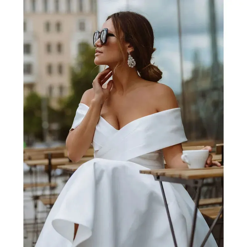 Dress Vision Vestidos Satin Sleeves Wedding Party Dresses Robe De Soiree