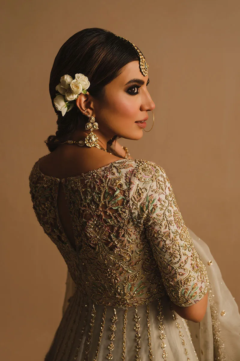 Dusty White Traditional Pishwas for Indian Wedding Wear