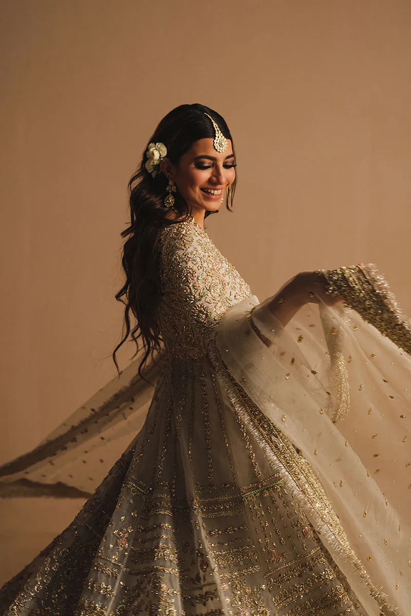 Dusty White Traditional Pishwas for Indian Wedding Wear