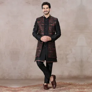 Ebony Black Veil Indo-Western