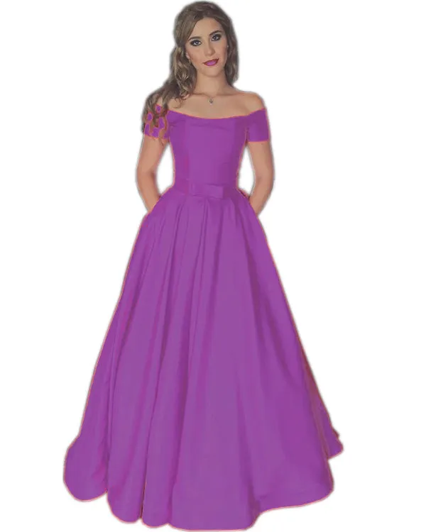 Elegant 2018 Red Satin Prom Dresses with Cap Sleeves Popular Prom Party Gowns with Bow