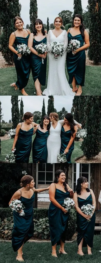 Elegant Spaghetti Strap Elactic Silk A-line Long Cheap Bridesmaid Dresses, BDS0072