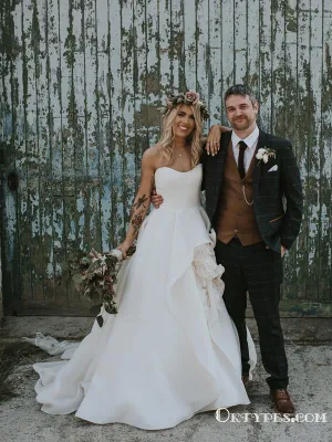 Elegant Sweetheart A-line Ivory A-line Long Bridal Gown Wedding Dresses, TYP1985