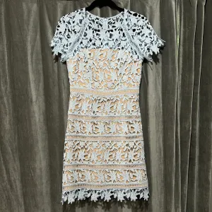 Eliza J Light Blue Floral Short Sleeve Cutwork Lace Dress