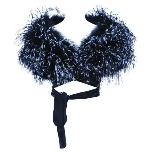 ELIZABETH MASON COUTURE,  Silk Black & White Feather Evening  Wrap