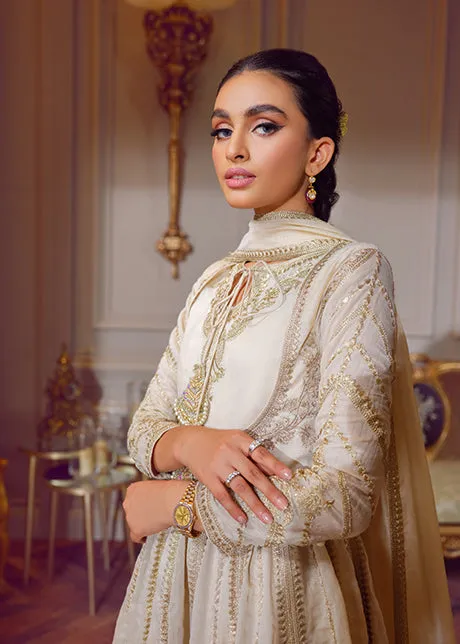 Embellished White Satin Silk Frock Pakistani Party Dress