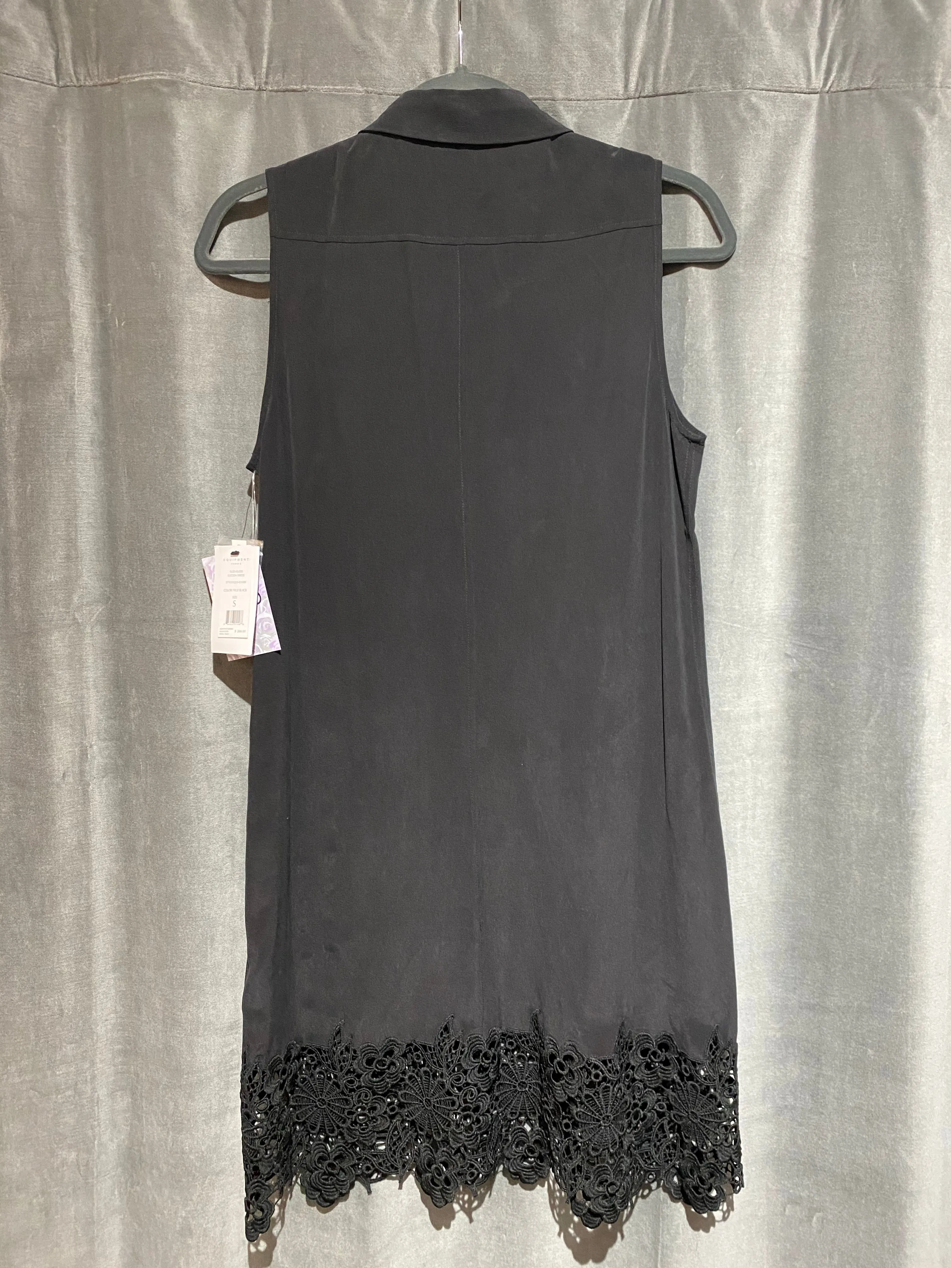 Equipment Collared Silk Dress with Lace Bottom