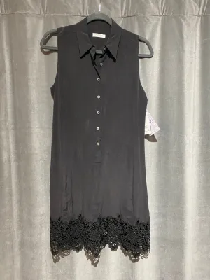 Equipment Collared Silk Dress with Lace Bottom