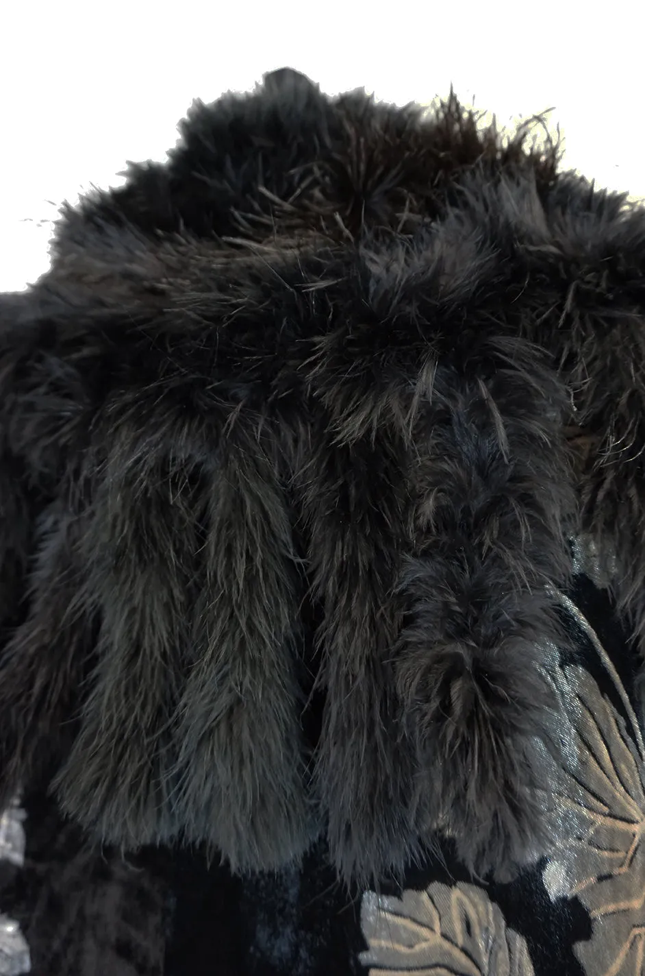 Extraordinary 1920s Evening Velvet & Feather Flapper Coat Cape