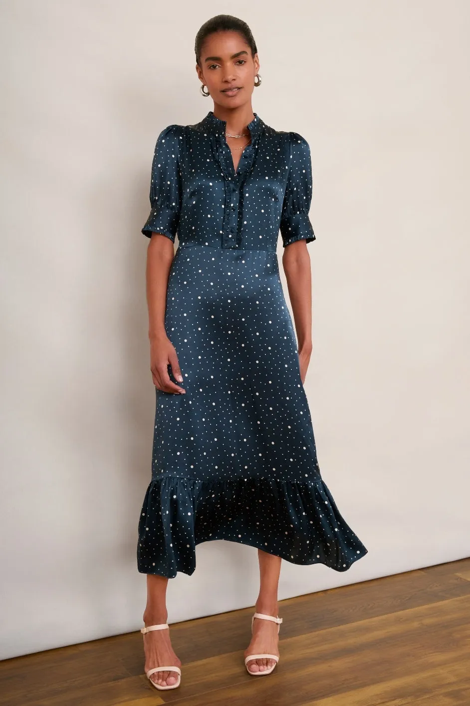 Fabienne Silk Dress - Midnight Spot