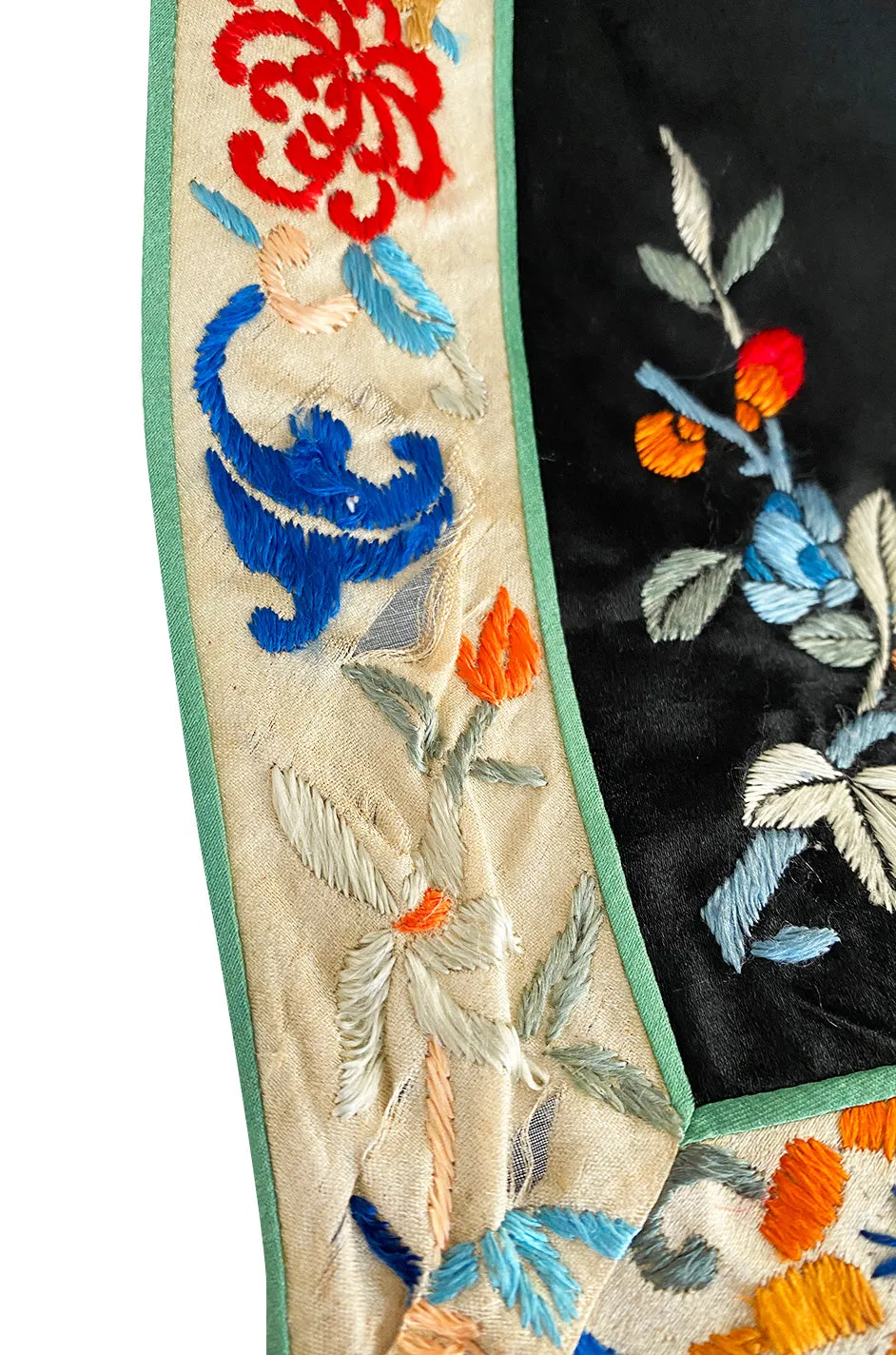 Fabulous 1920s Extensively Hand Embroidered Black Silk Asian Evening Coat