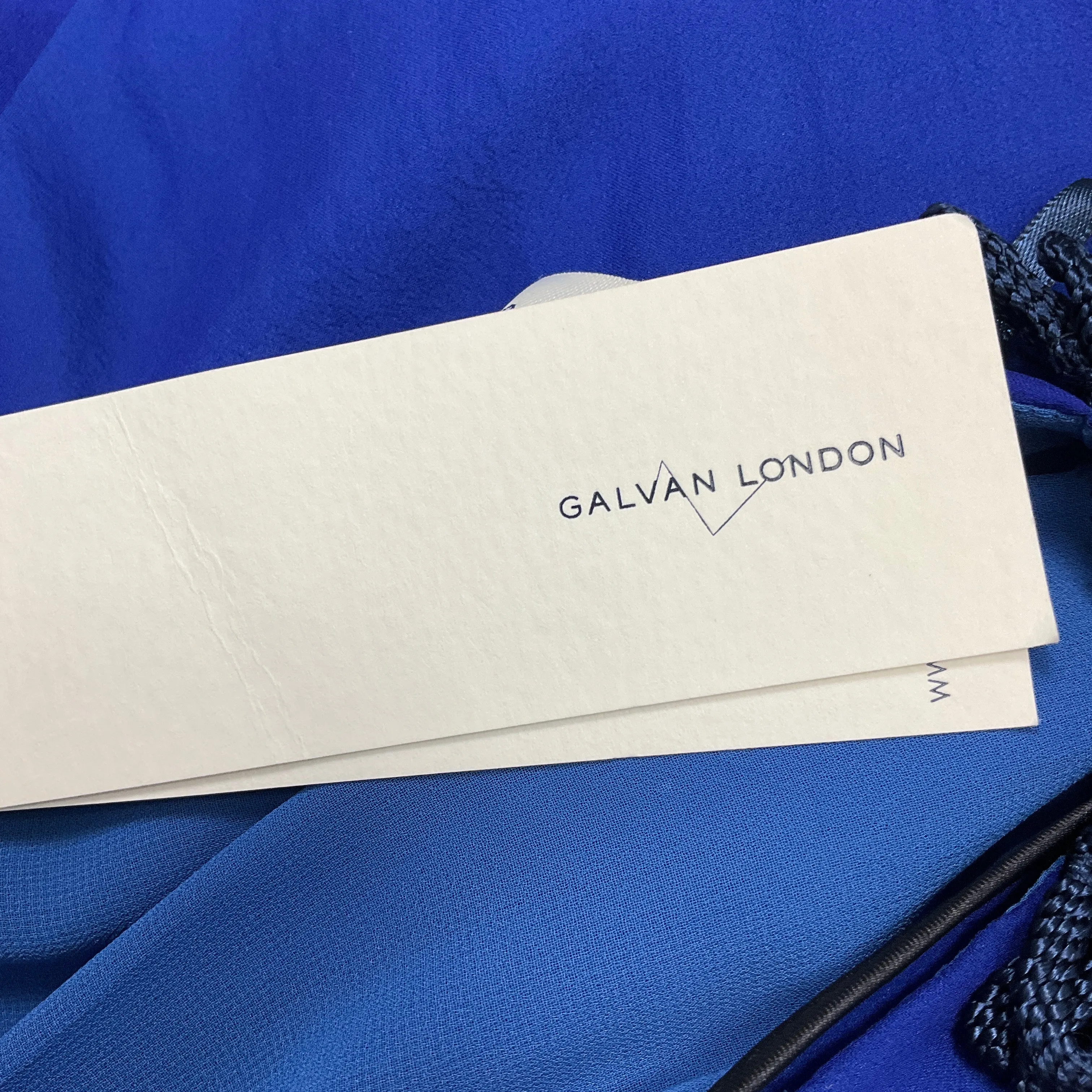 Galvan London Cobalt / Midnight Catarata Chiffon Cocktail Dress