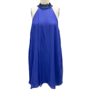 Galvan London Cobalt / Midnight Catarata Chiffon Cocktail Dress