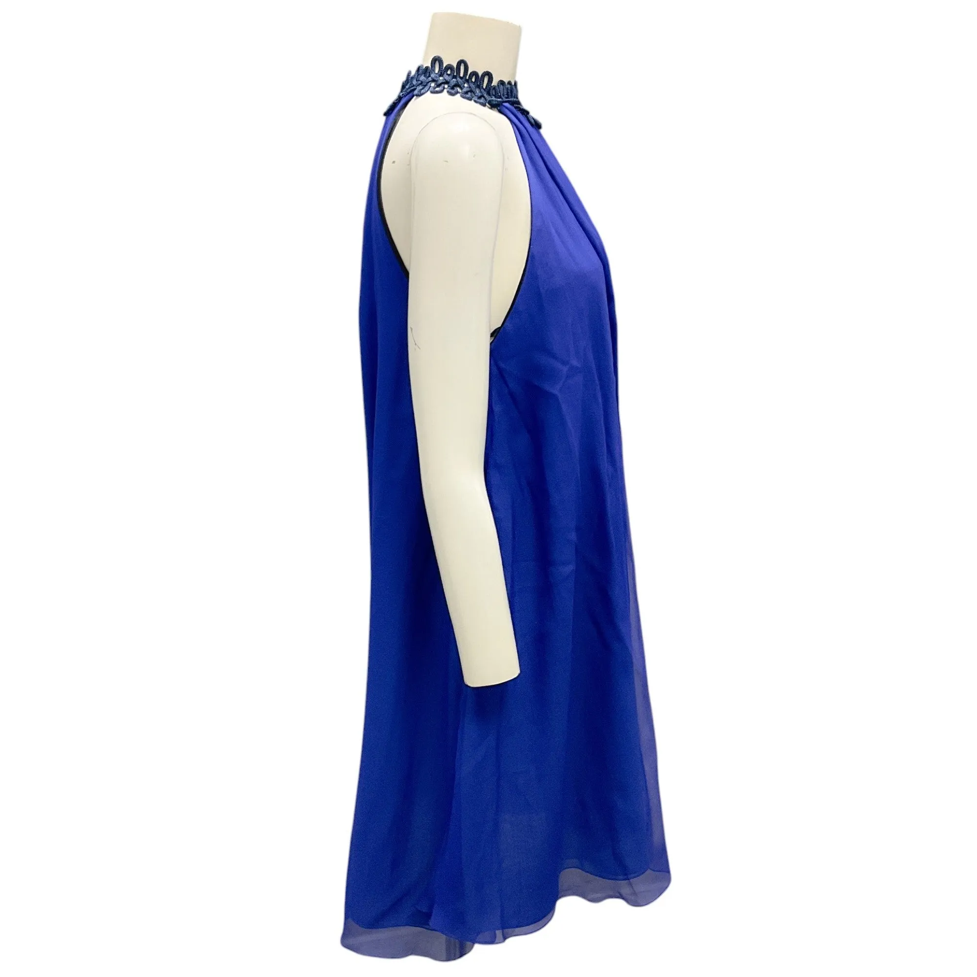 Galvan London Cobalt / Midnight Catarata Chiffon Cocktail Dress