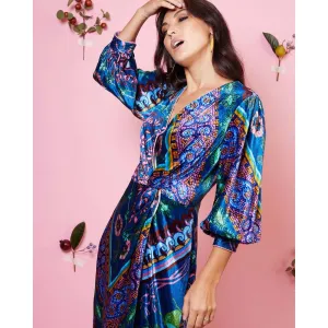 Gaudi Teal Wrap Velvet Dress