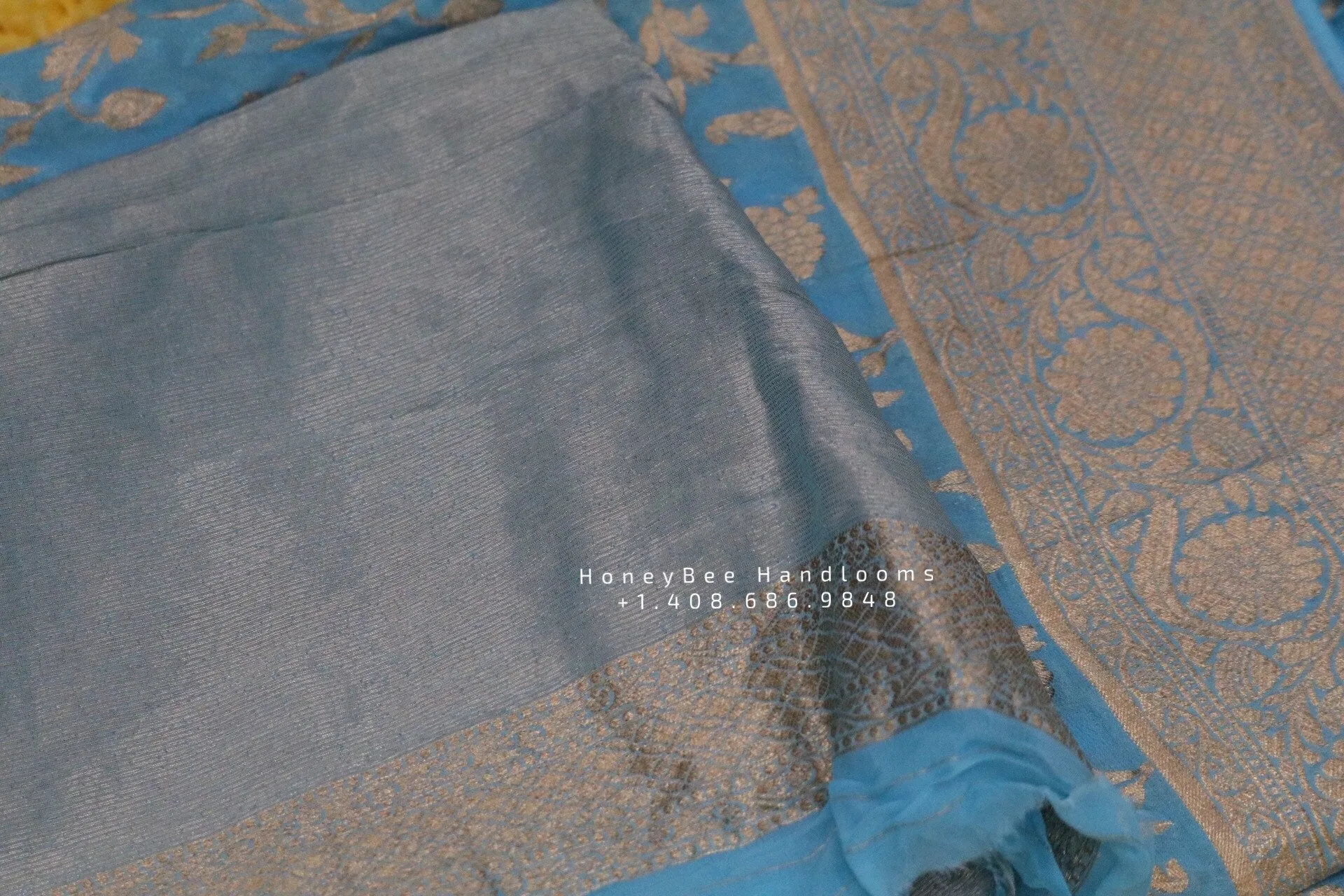 Georgette saree,lyte weight saree,gift saree,evening saree,partywear saree,banaras georgette,handloom saree,blue saree,navaratri saree