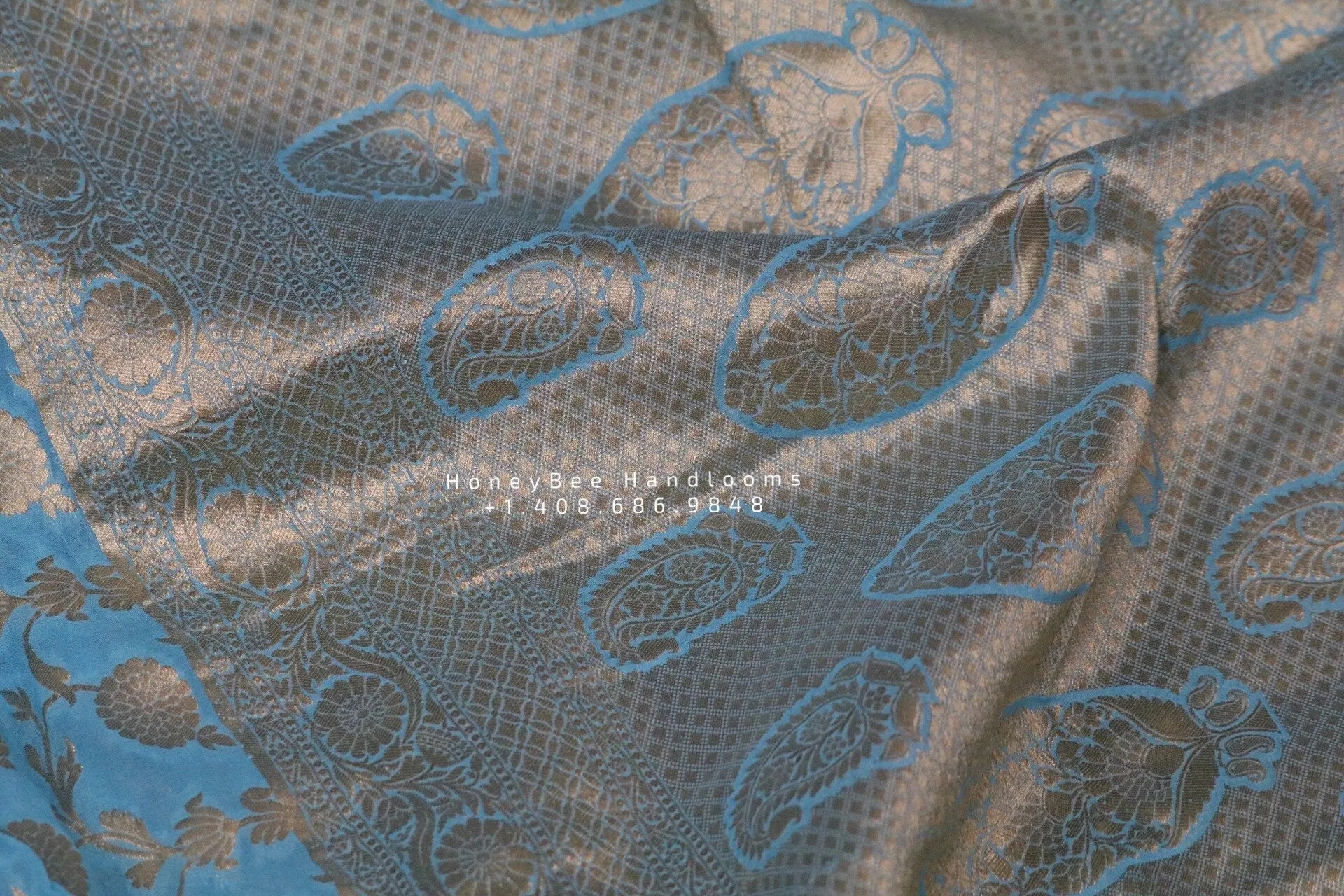 Georgette saree,lyte weight saree,gift saree,evening saree,partywear saree,banaras georgette,handloom saree,blue saree,navaratri saree