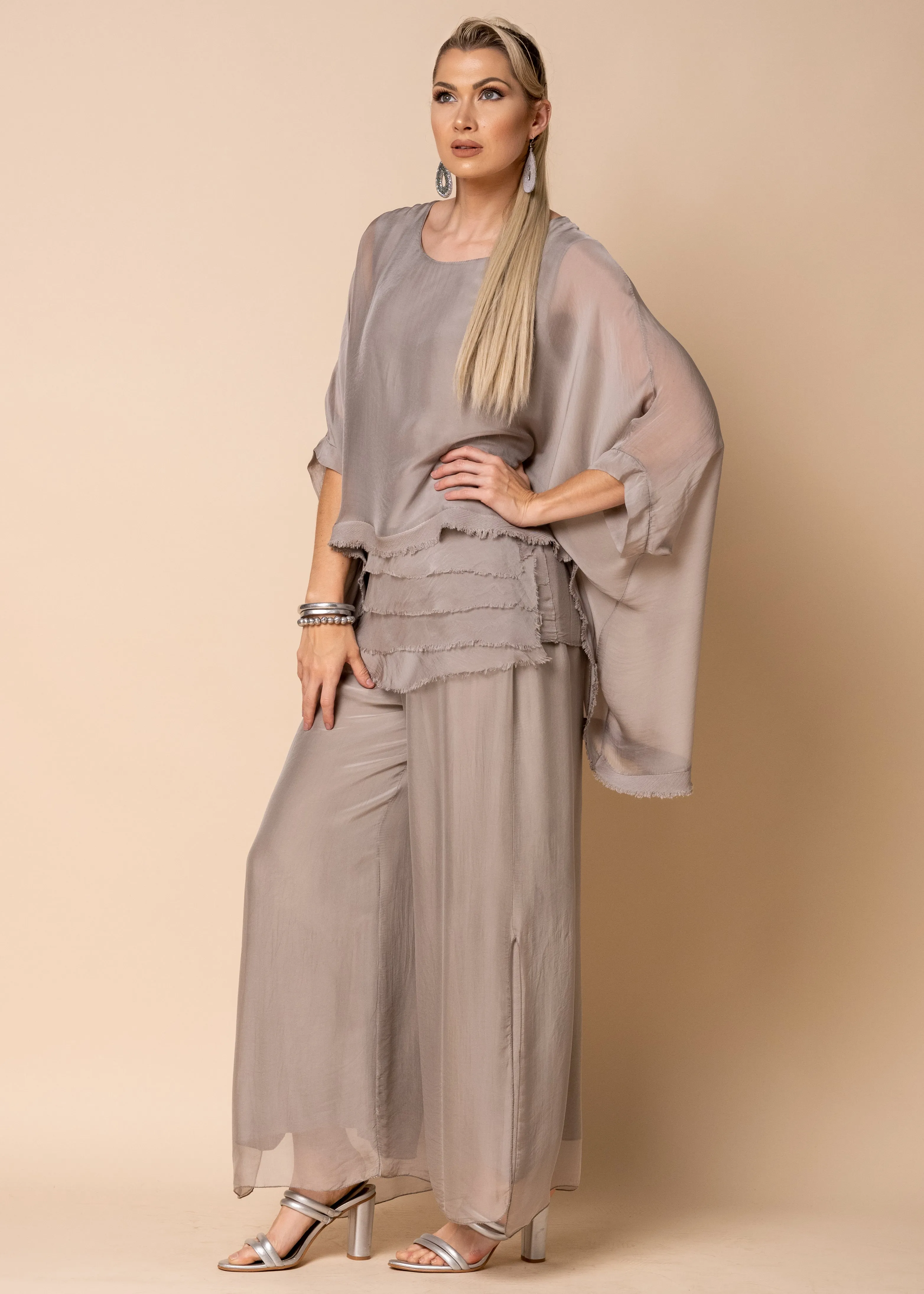 Gia Silk Pants in Mocha