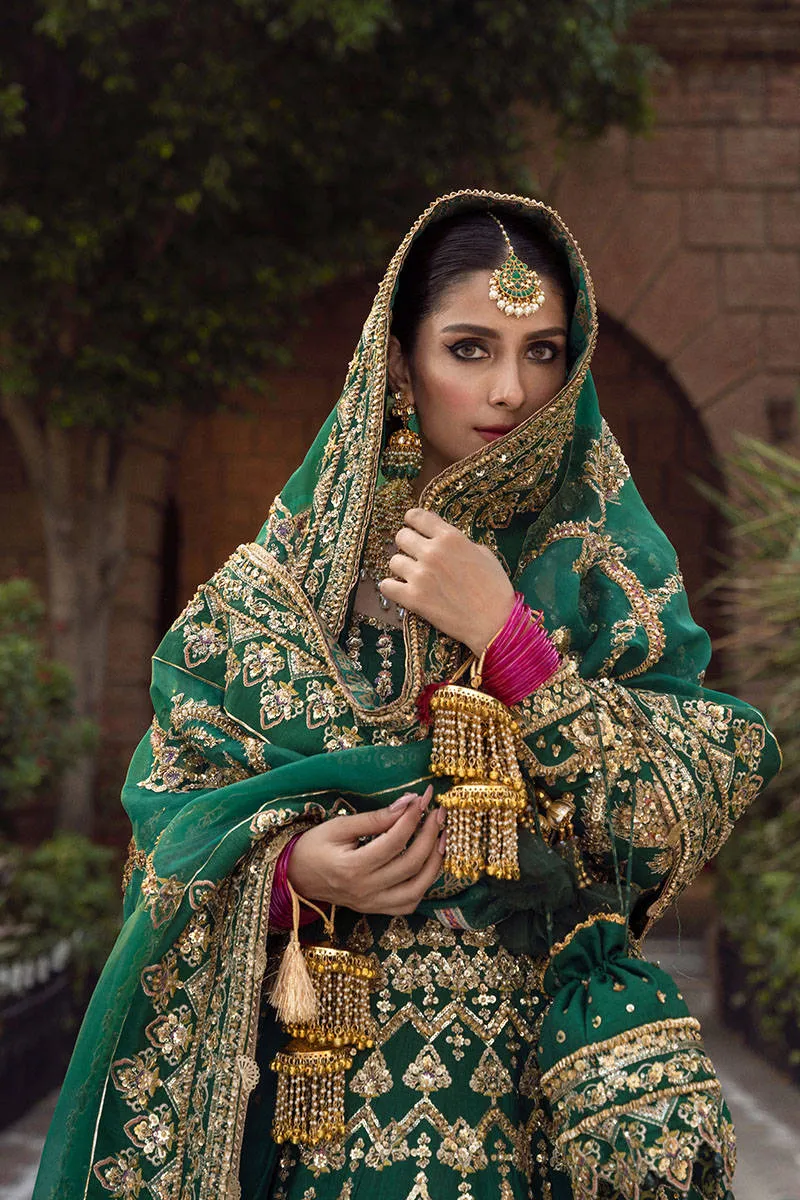 Gold Green Lehenga Choli Pakistani Wedding Dresses