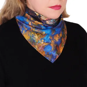Golden Leaves, 16.5-inch Square Italian Silk Scarf