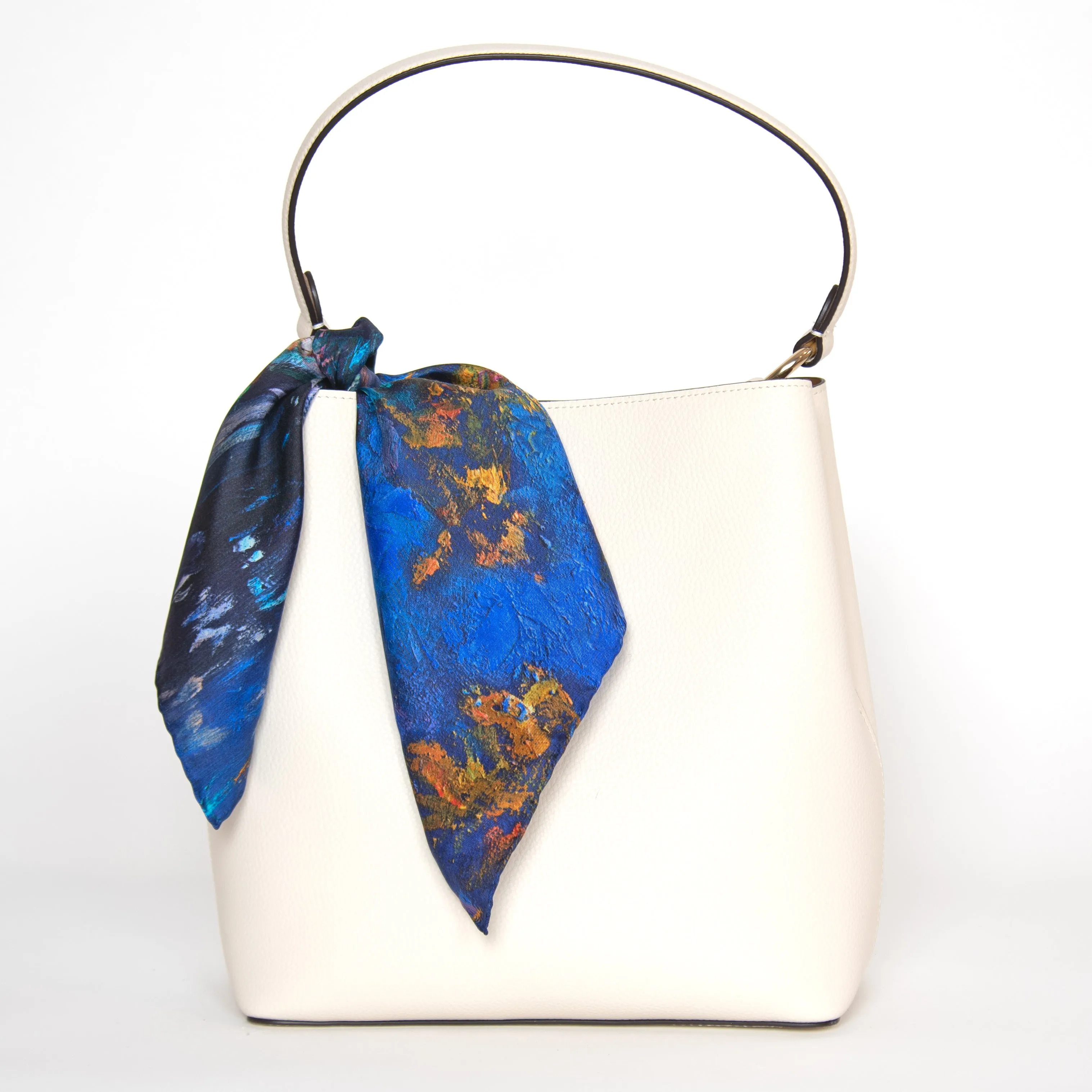 Golden Leaves, 16.5-inch Square Italian Silk Scarf