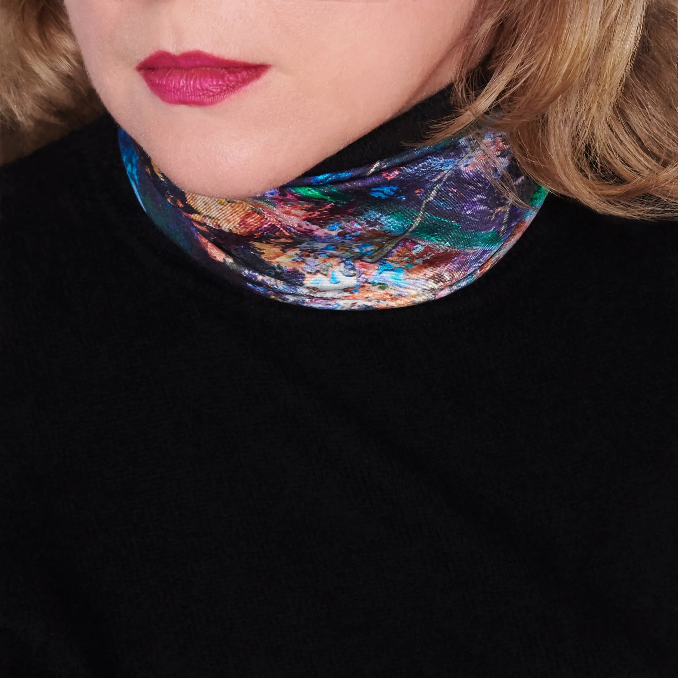 Golden Leaves, 16.5-inch Square Italian Silk Scarf