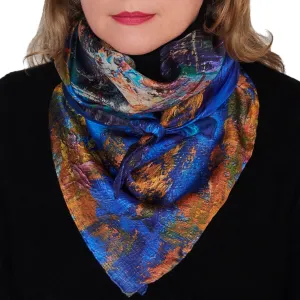 Golden Leaves, 35-inch Square Italian Silk Scarf