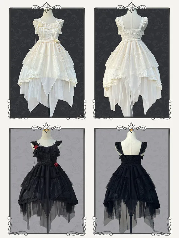 Gothic Lolita Dresses Ruffles Lace Black Apricot