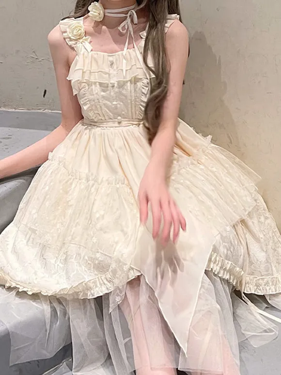 Gothic Lolita Dresses Ruffles Lace Black Apricot