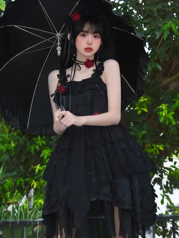 Gothic Lolita Dresses Ruffles Lace Black Apricot