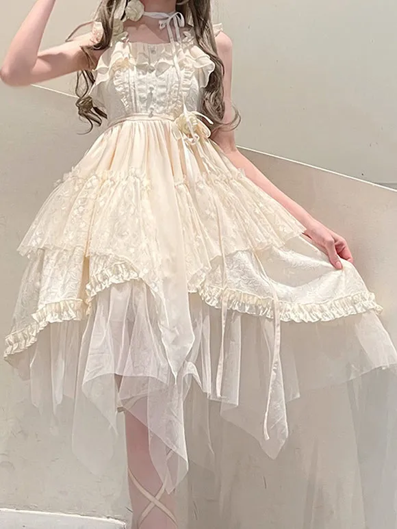 Gothic Lolita Dresses Ruffles Lace Black Apricot