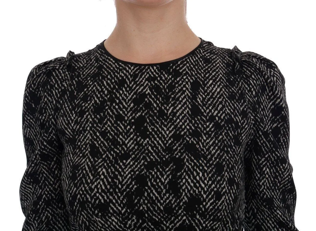Gray Silk Stretch Sheath Long Sleeve Dress