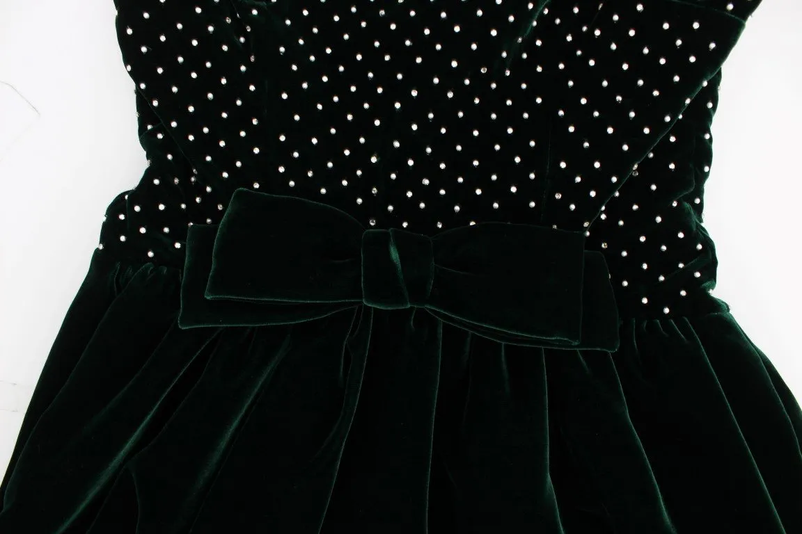 Green Velvet Crystal Long Maxi Dress