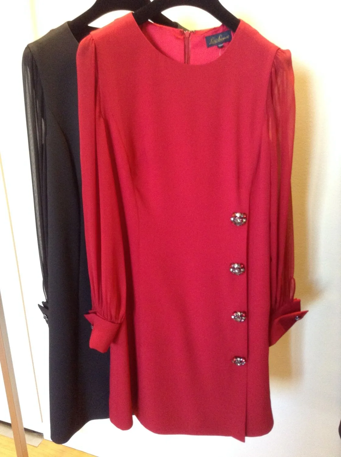 GUNY STRETCH VISCOSE DRESS WITH SILK CHIFFON SLEEVES