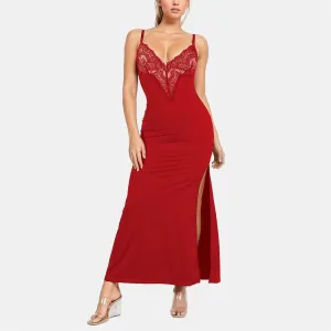 Halter Lace Dresses Black Long Dresses Gowns Built-in Shapewear